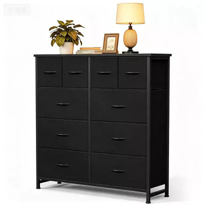 Cajonera negra de 10 cajones, estructura de metal, para uso individual