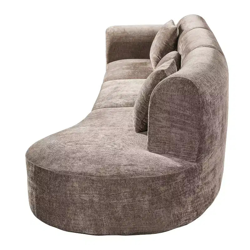 Sofá seccional curvo de 4 plazas beige/marrón/gris oscuro/verde/naranja