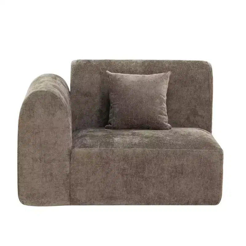 Sofá seccional curvo de 4 plazas beige/marrón/gris oscuro/verde/naranja