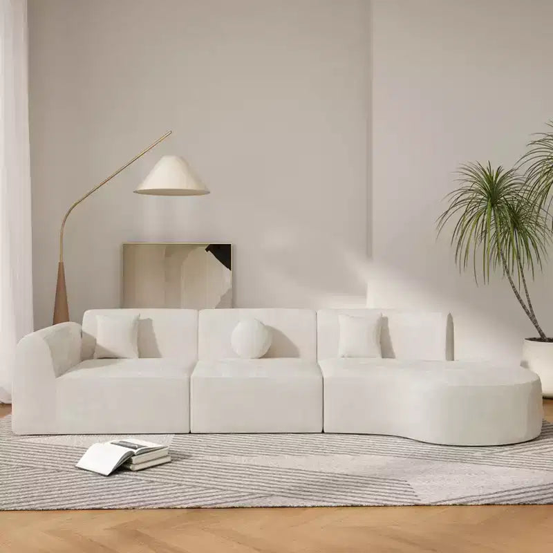 Sofá seccional curvo de 4 plazas beige/marrón/gris oscuro/verde/naranja