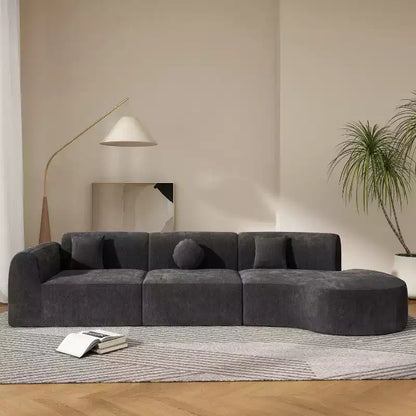 Sofá seccional curvo de 4 plazas beige/marrón/gris oscuro/verde/naranja