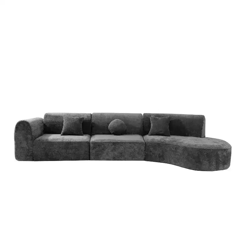Sofá seccional curvo de 4 plazas beige/marrón/gris oscuro/verde/naranja