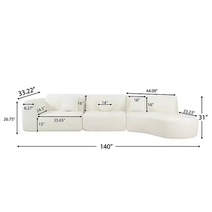 Sofá seccional curvo de 4 plazas beige/marrón/gris oscuro/verde/naranja