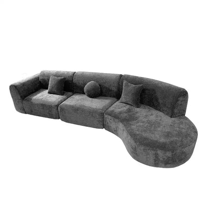 Sofá seccional curvo de 4 plazas beige/marrón/gris oscuro/verde/naranja