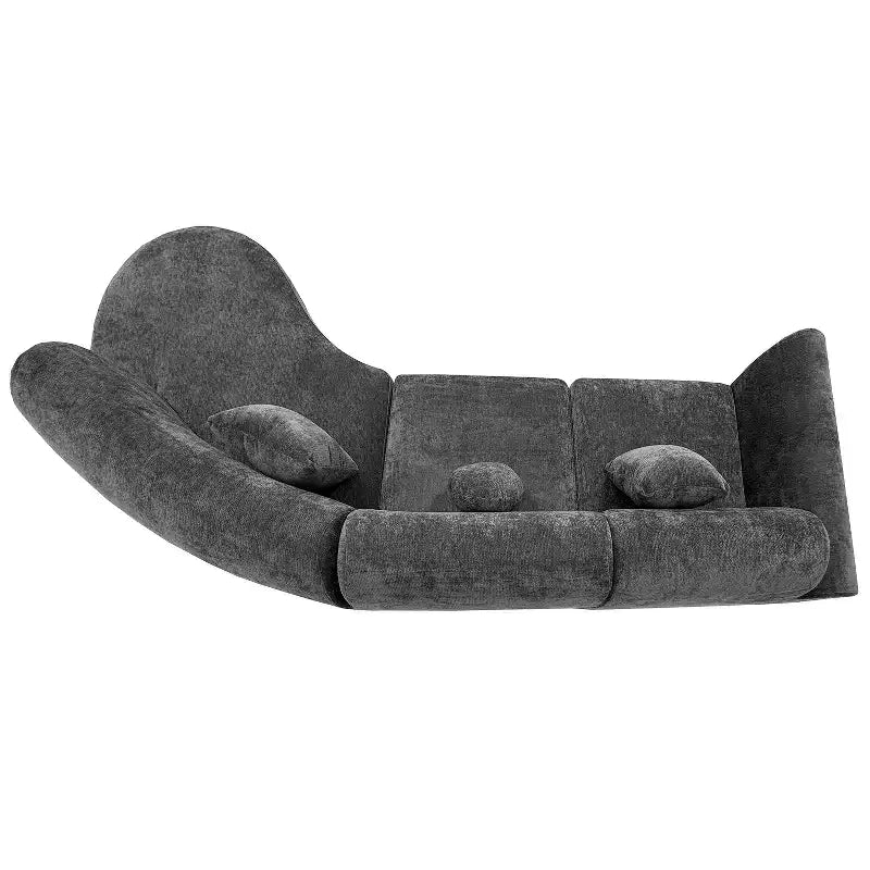 Sofá seccional curvo de 4 plazas beige/marrón/gris oscuro/verde/naranja