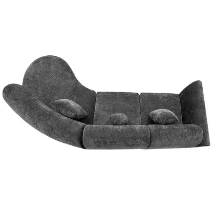 Sofá seccional curvo de 4 plazas beige/marrón/gris oscuro/verde/naranja