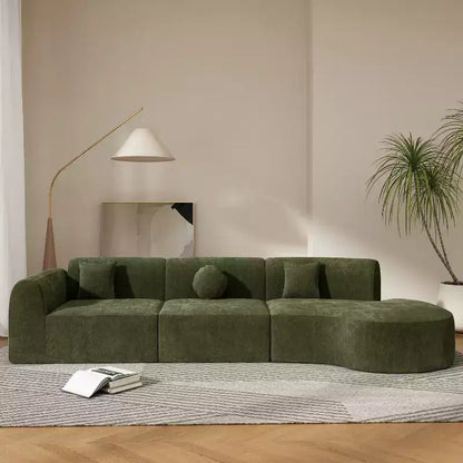 Sofá seccional curvo de 4 plazas beige/marrón/gris oscuro/verde/naranja