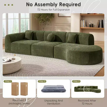 Sofá seccional curvo de 4 plazas beige/marrón/gris oscuro/verde/naranja