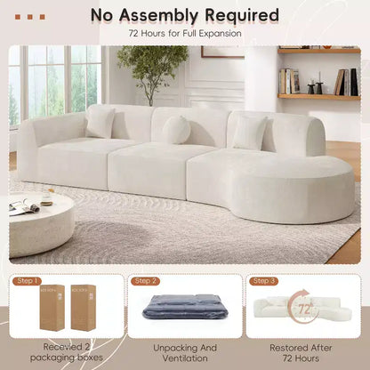 Sofá seccional curvo de 4 plazas beige/marrón/gris oscuro/verde/naranja