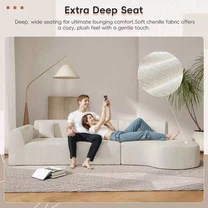 Sofá seccional curvo de 4 plazas beige/marrón/gris oscuro/verde/naranja