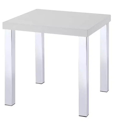 HomeRoots 22 Chrome And White High Gloss Square End Table