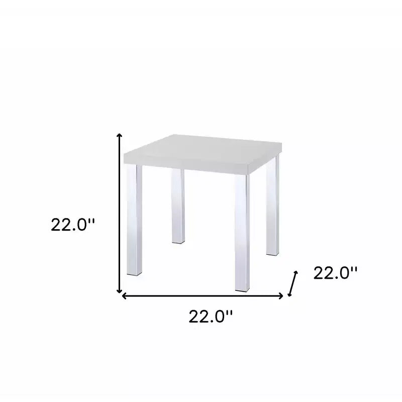 Mesa auxiliar cuadrada blanca y cromada – 1 Persona