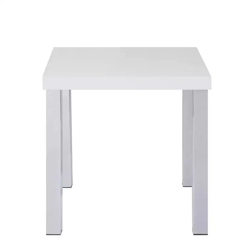 Mesa auxiliar cuadrada blanca y cromada – 1 Persona