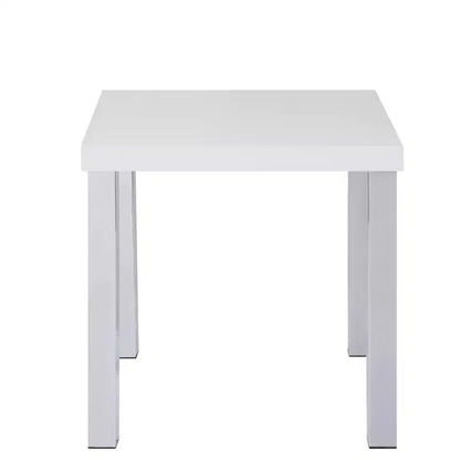 Mesa auxiliar cuadrada blanca y cromada – 1 Persona