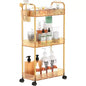 Carrito de almacenamiento acrílico rodante de 3 niveles en transparente/gris/verde/naranja con ruedas, para 1 persona