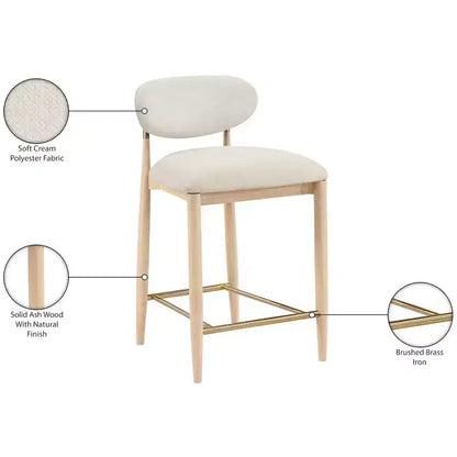 Taburete de mostrador sin respaldo, sin brazos, en colores marrón, coñac, crema y oliva, con capacidad para 1 persona
