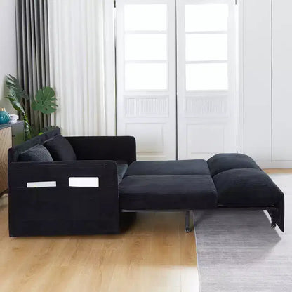Sofá cama convertible 3 en 1 de pana (negro/gris/verde), para 3 personas