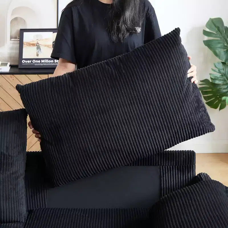 Sofá cama convertible 3 en 1 de pana (negro/gris/verde), para 3 personas