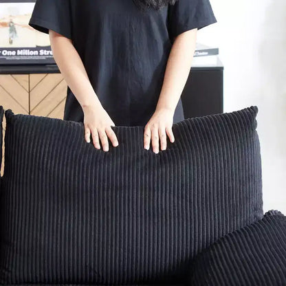 Sofá cama convertible 3 en 1 de pana (negro/gris/verde), para 3 personas