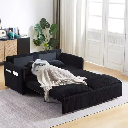 Sofá cama convertible 3 en 1 de pana (negro/gris/verde), para 3 personas