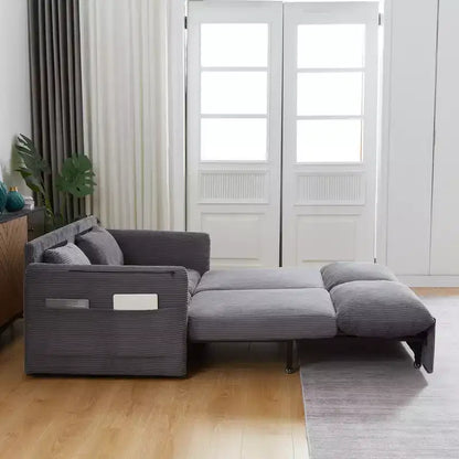 Sofá cama convertible 3 en 1 de pana (negro/gris/verde), para 3 personas