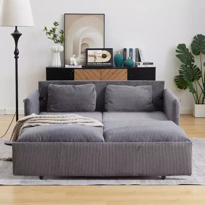 Sofá cama convertible 3 en 1 de pana (negro/gris/verde), para 3 personas