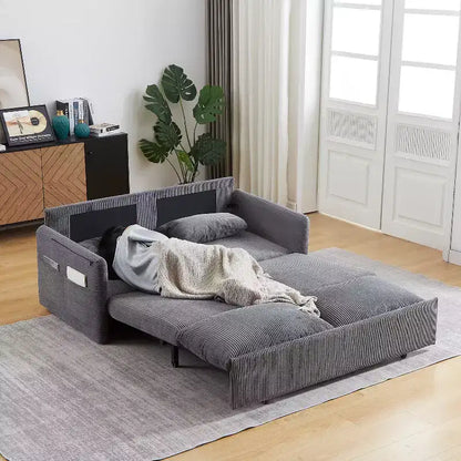 Sofá cama convertible 3 en 1 de pana (negro/gris/verde), para 3 personas
