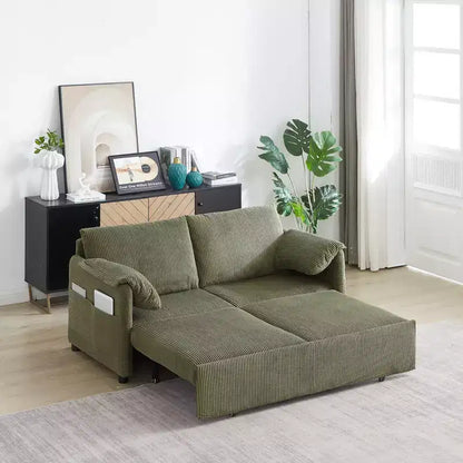 Sofá cama convertible 3 en 1 de pana (negro/gris/verde), para 3 personas