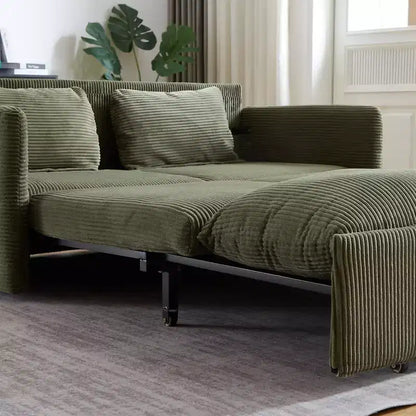 Sofá cama convertible 3 en 1 de pana (negro/gris/verde), para 3 personas