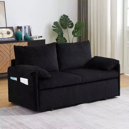 Sofá cama convertible 3 en 1 de pana (negro/gris/verde), para 3 personas