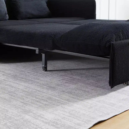 Sofá cama convertible 3 en 1 de pana (negro/gris/verde), para 3 personas