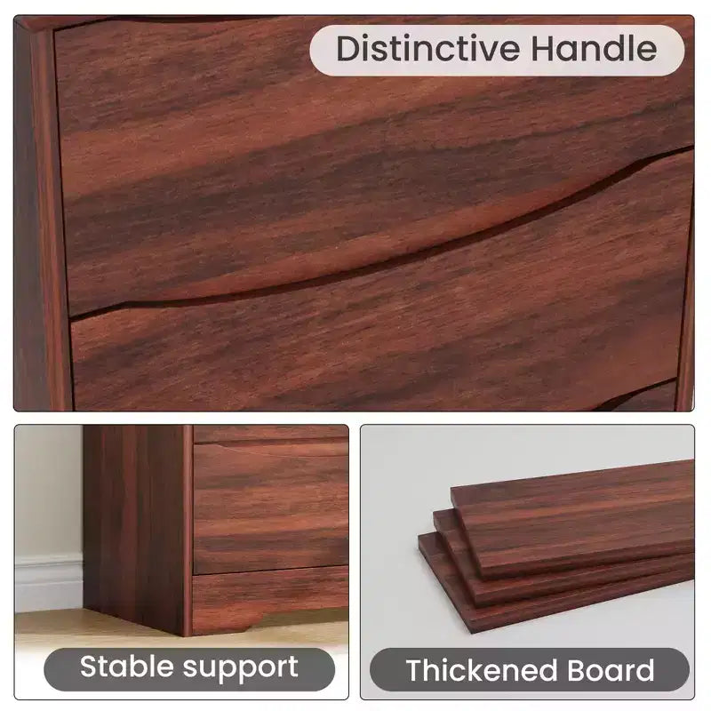 Cómoda de madera de 3 cajones, Negro / Marrón / Caqui / Blanco, Individual