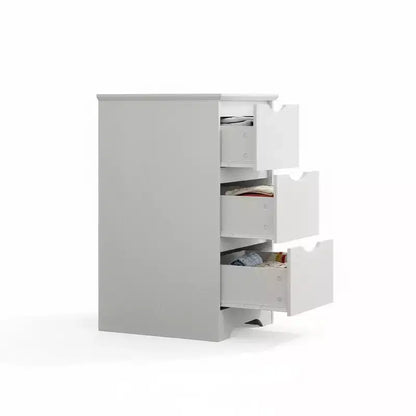 Cómoda de madera de 3 cajones, Negro / Marrón / Caqui / Blanco, Individual