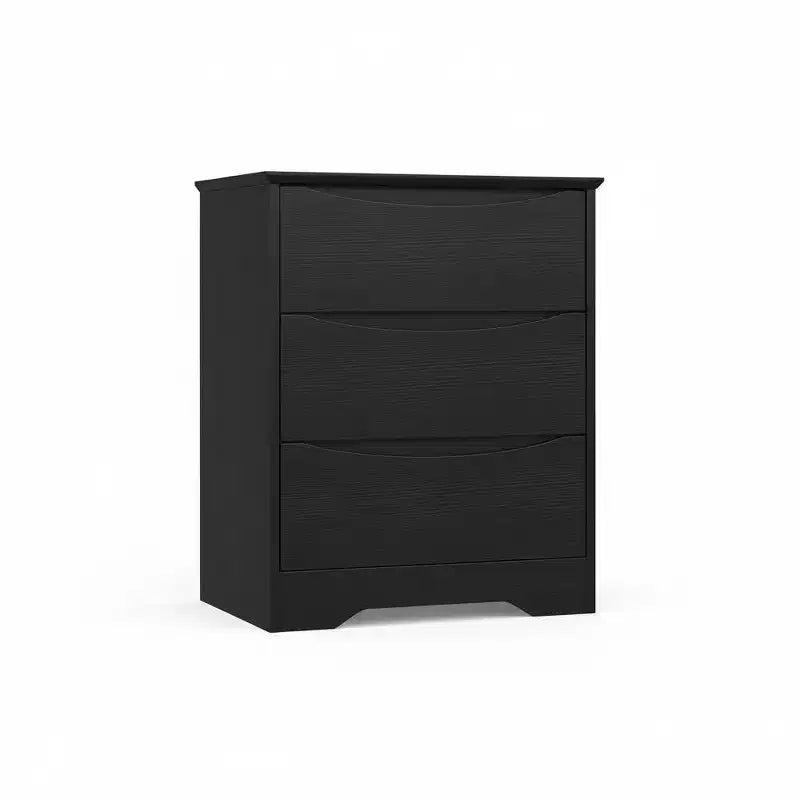 Cómoda de madera de 3 cajones, Negro / Marrón / Caqui / Blanco, Individual