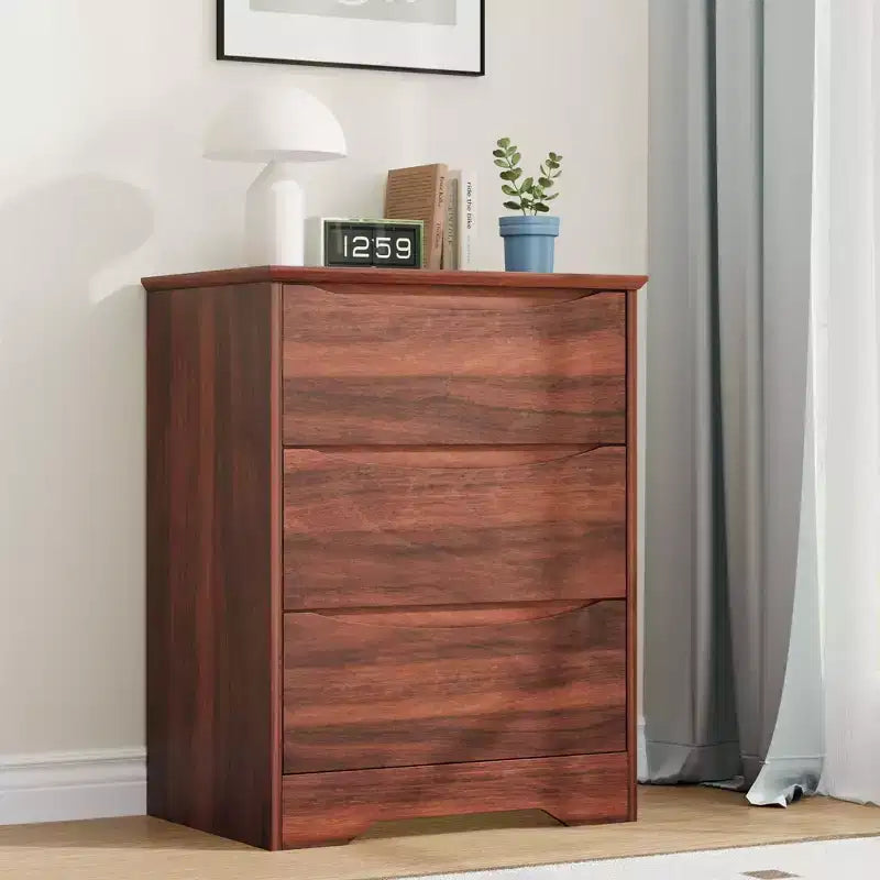 Cómoda de madera de 3 cajones, Negro / Marrón / Caqui / Blanco, Individual