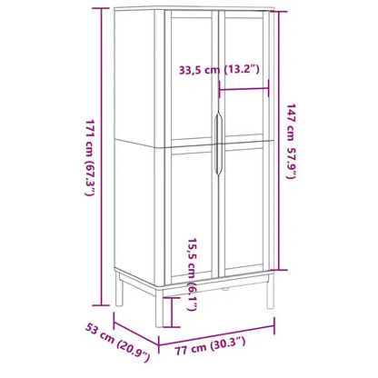 Armario gris de una puerta de madera maciza de pino para 1 persona