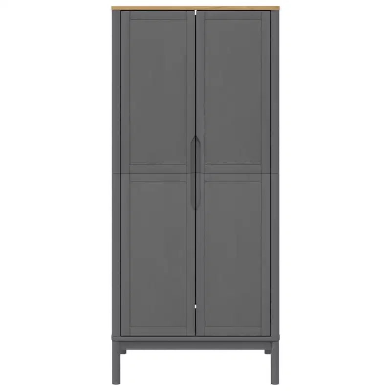 Armario gris de una puerta de madera maciza de pino para 1 persona