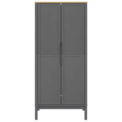 Armario gris de una puerta de madera maciza de pino para 1 persona