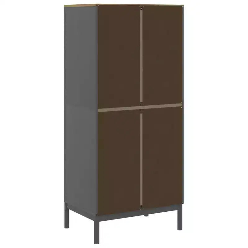 Armario gris de una puerta de madera maciza de pino para 1 persona
