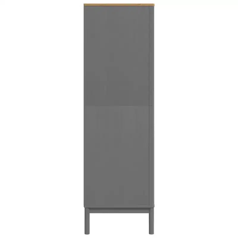Armario gris de una puerta de madera maciza de pino para 1 persona
