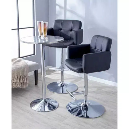 Taburete giratorio con respaldo, regulable en altura, blanco/marrón, 1 asiento