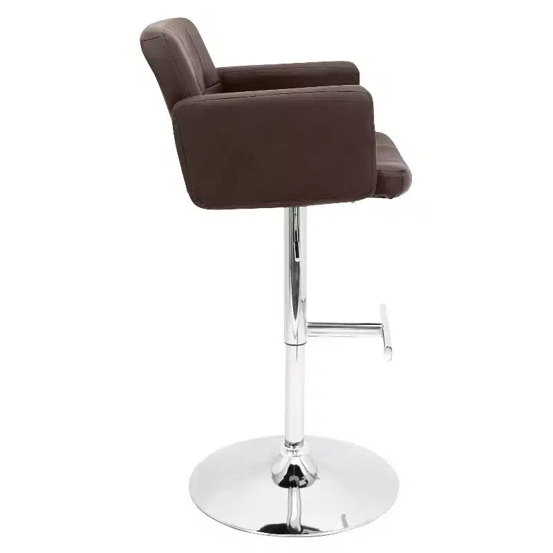 Taburete giratorio con respaldo, regulable en altura, blanco/marrón, 1 asiento