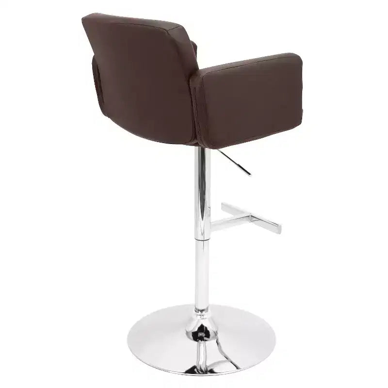 Taburete giratorio con respaldo, regulable en altura, blanco/marrón, 1 asiento