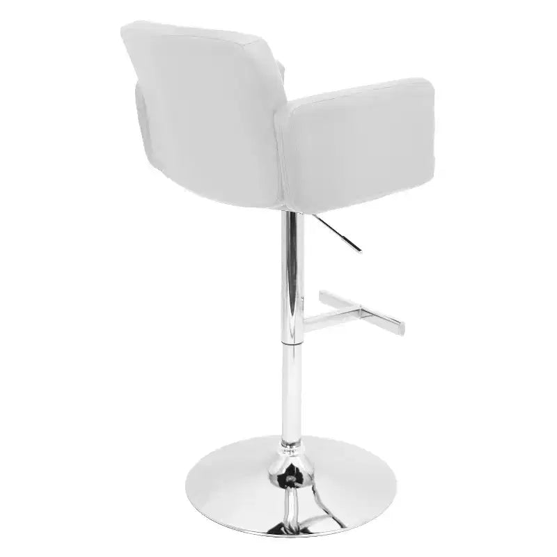 Taburete giratorio con respaldo, regulable en altura, blanco/marrón, 1 asiento