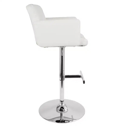 Taburete giratorio con respaldo, regulable en altura, blanco/marrón, 1 asiento