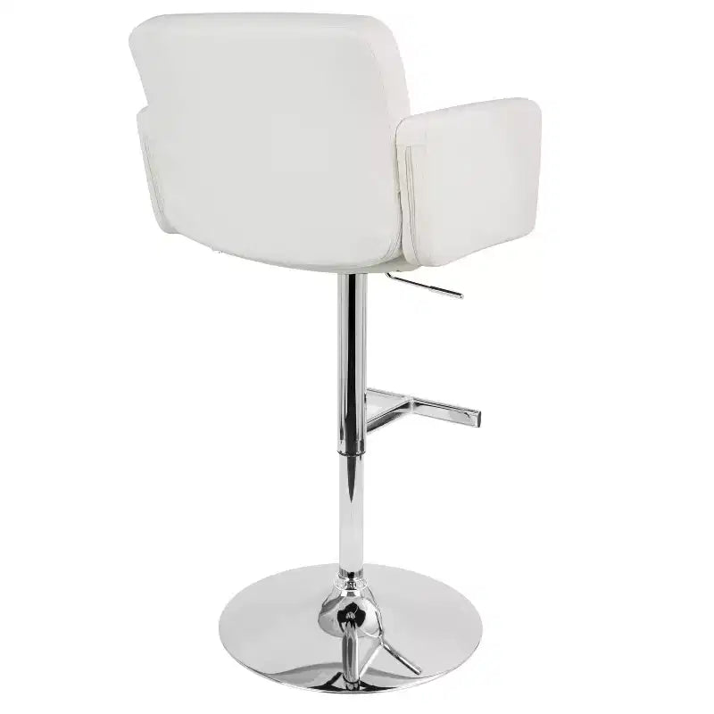 Taburete giratorio con respaldo, regulable en altura, blanco/marrón, 1 asiento