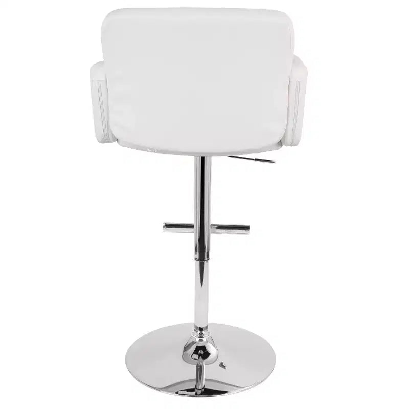 Taburete giratorio con respaldo, regulable en altura, blanco/marrón, 1 asiento