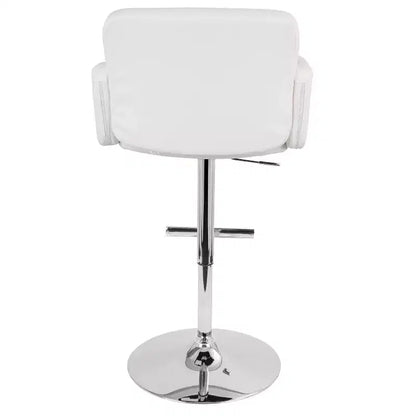 Taburete giratorio con respaldo, regulable en altura, blanco/marrón, 1 asiento