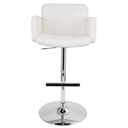 Taburete giratorio con respaldo, regulable en altura, blanco/marrón, 1 asiento