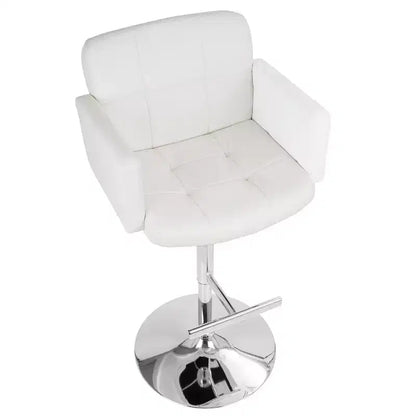 Taburete giratorio con respaldo, regulable en altura, blanco/marrón, 1 asiento